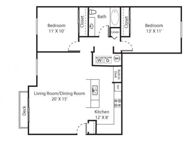 Whimsical Pig Apartments Spokane Valley, Washington 2 Bedroom 1 Bath 2D Floor Plan Whimsical Pig Apartments Spokane Valley, Washington 2 Bedroom 1 Bath 2D Floor Plan